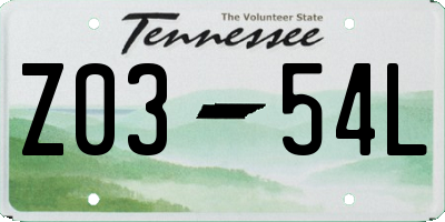 TN license plate Z0354L