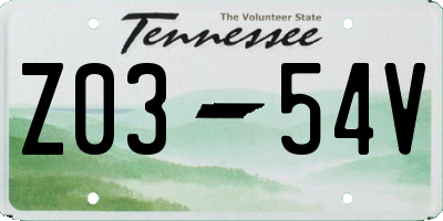 TN license plate Z0354V