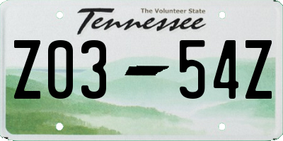 TN license plate Z0354Z