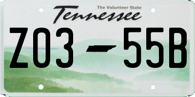 TN license plate Z0355B