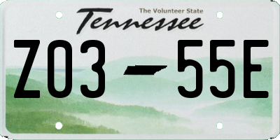 TN license plate Z0355E
