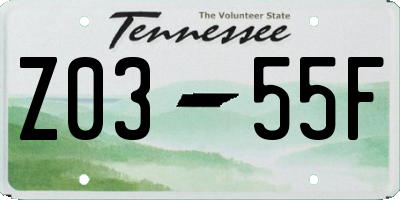 TN license plate Z0355F