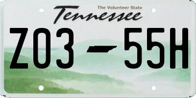 TN license plate Z0355H