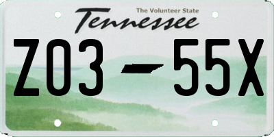 TN license plate Z0355X