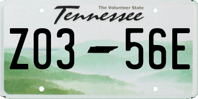 TN license plate Z0356E