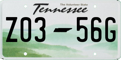 TN license plate Z0356G