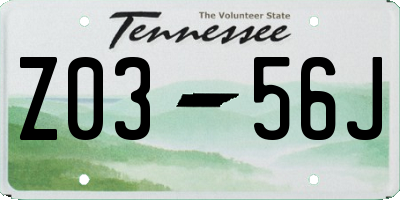 TN license plate Z0356J