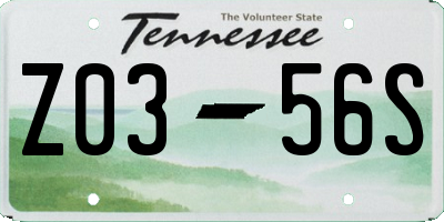 TN license plate Z0356S