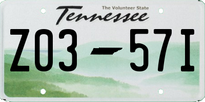 TN license plate Z0357I