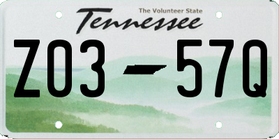 TN license plate Z0357Q