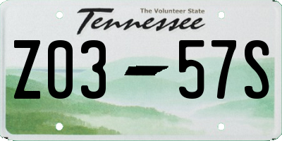 TN license plate Z0357S