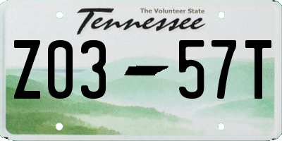 TN license plate Z0357T