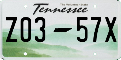 TN license plate Z0357X