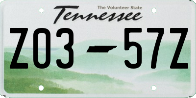 TN license plate Z0357Z