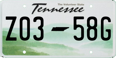 TN license plate Z0358G