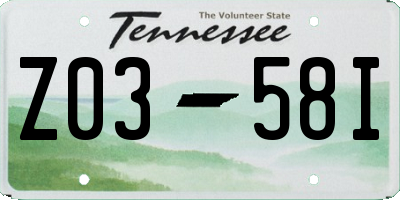 TN license plate Z0358I