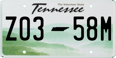 TN license plate Z0358M