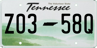 TN license plate Z0358Q