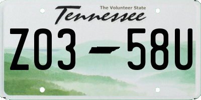 TN license plate Z0358U