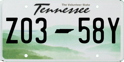 TN license plate Z0358Y