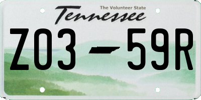 TN license plate Z0359R