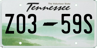 TN license plate Z0359S
