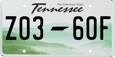 TN license plate Z0360F