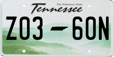 TN license plate Z0360N