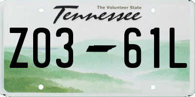 TN license plate Z0361L