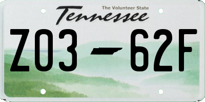 TN license plate Z0362F