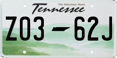 TN license plate Z0362J