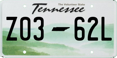 TN license plate Z0362L