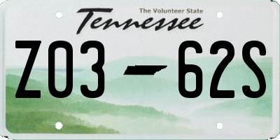 TN license plate Z0362S