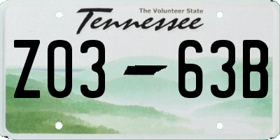 TN license plate Z0363B