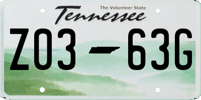 TN license plate Z0363G