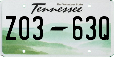 TN license plate Z0363Q