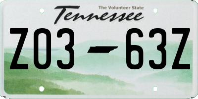 TN license plate Z0363Z