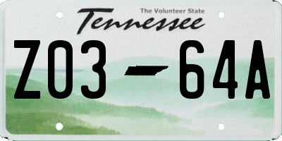 TN license plate Z0364A
