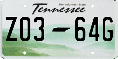 TN license plate Z0364G