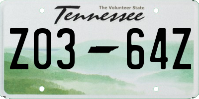 TN license plate Z0364Z