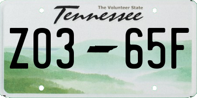 TN license plate Z0365F