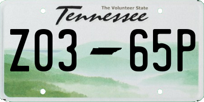 TN license plate Z0365P