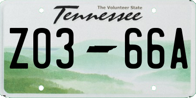 TN license plate Z0366A