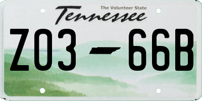 TN license plate Z0366B