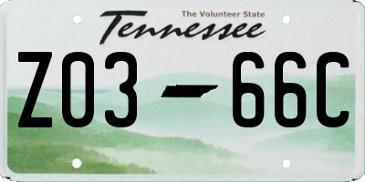 TN license plate Z0366C