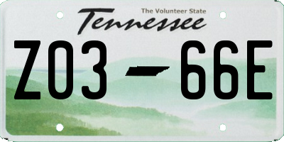 TN license plate Z0366E