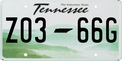 TN license plate Z0366G