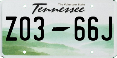 TN license plate Z0366J