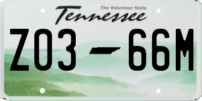 TN license plate Z0366M