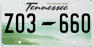 TN license plate Z0366O